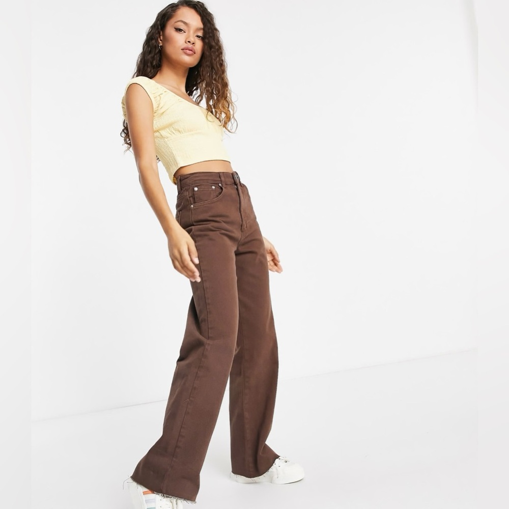 Stradivarius 90's dad jean in chocolate brown